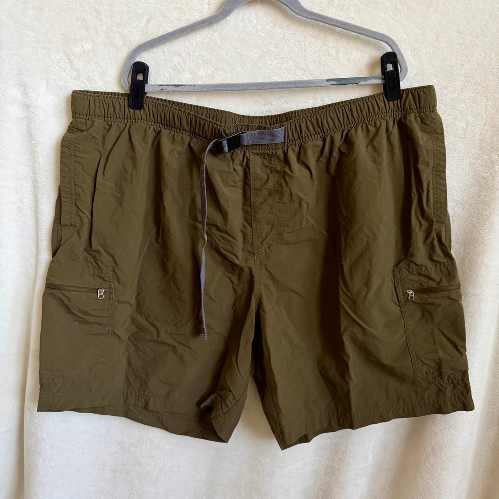 Columbia Sportswear Olive Nylon Hiking Cargo Shorts Elastic Waist Gorpcore Sz 4X